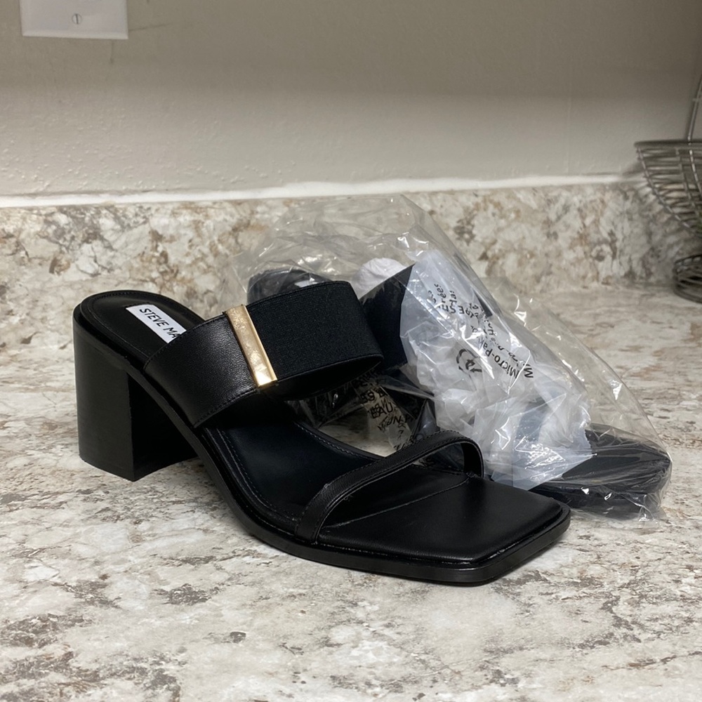Black Steve Madden Mule Heels NEVER WORN